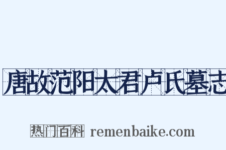唐故范阳太君卢氏墓志是什么意思的图片